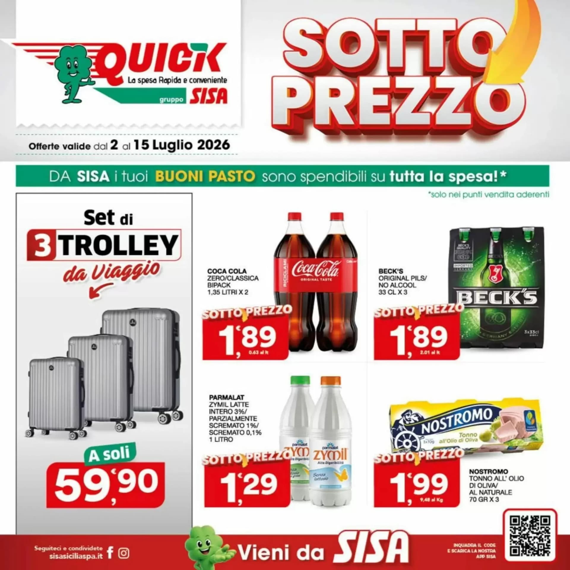 Pagina 1 - Anteprima Volantino Quick Sisa: Offerte valide dal 3 al 15 Luglio 2026