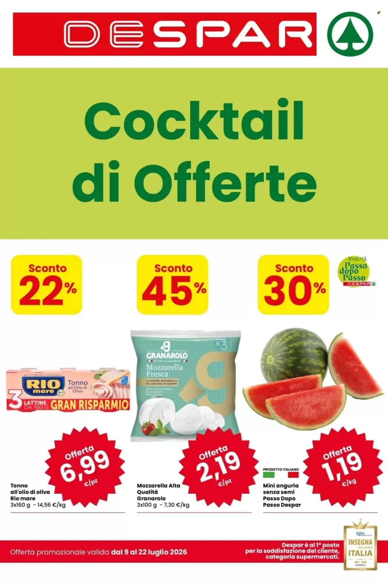 Pagina 1 - Anteprima Volantino Despar: Offerte valide dal 9 al 22 Luglio 2026