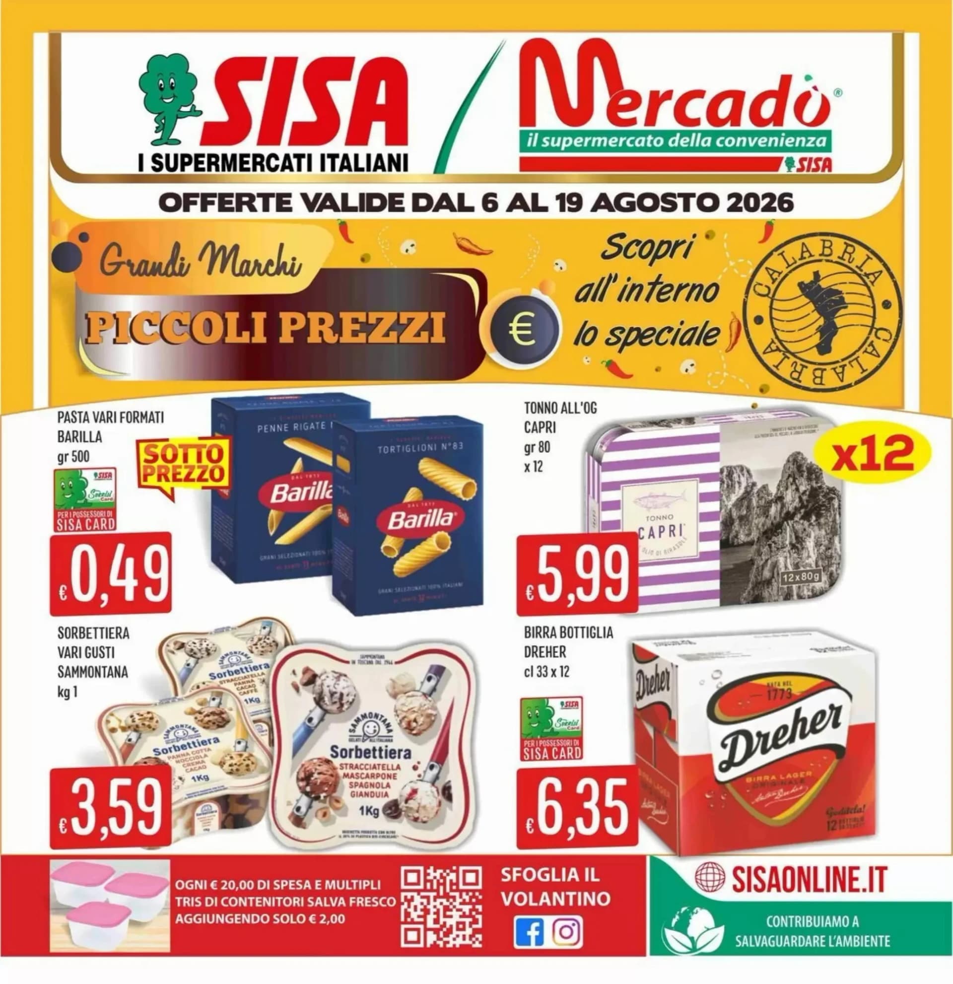 Pagina 1 - Anteprima Volantino Ipersisa: Offerte valide dal 6 Agosto 2026 al 19 Agosto 2026