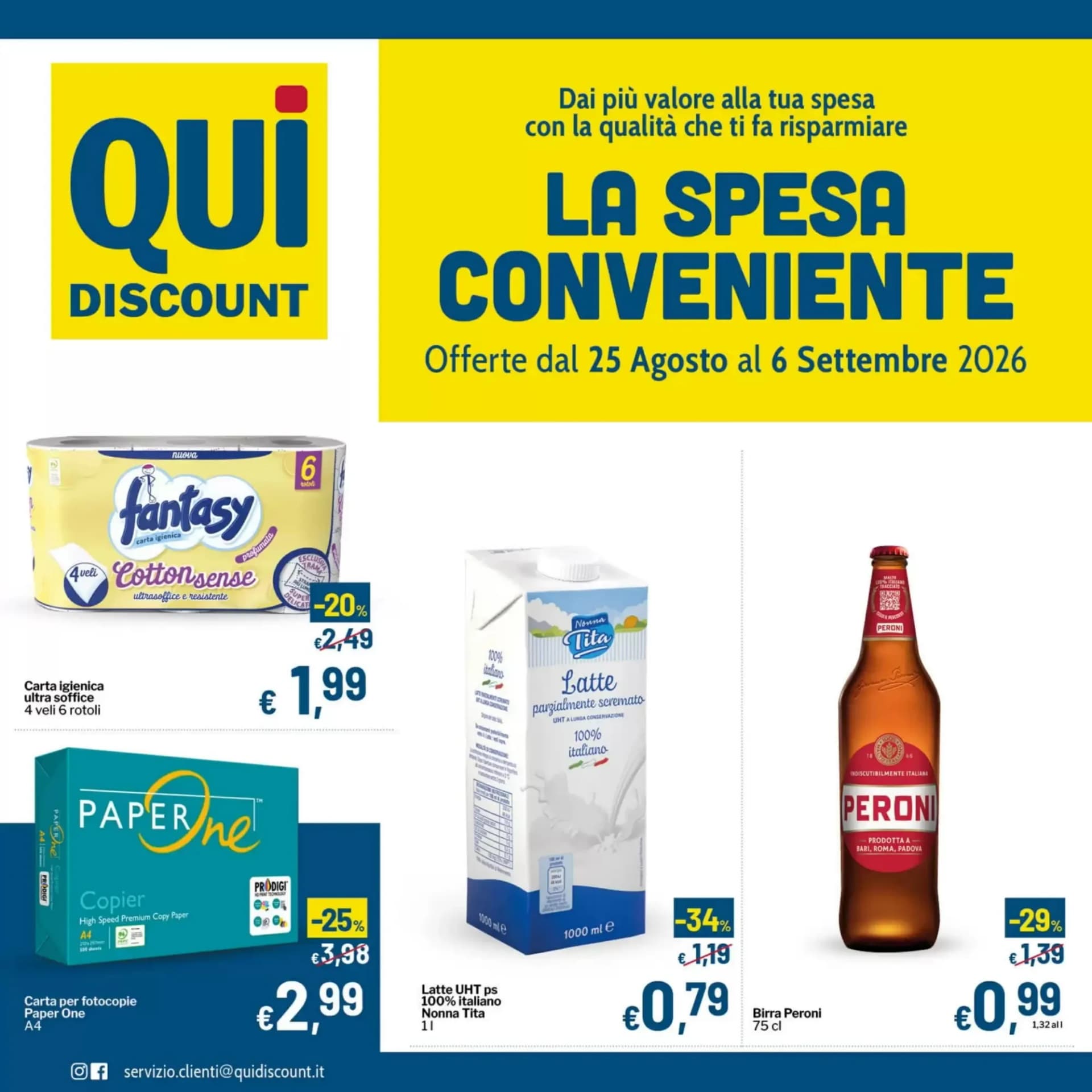 Pagina 1 - Anteprima Volantino Qui Discount: Offerte valide dal 25 Agosto 2026 al 6 Settembre 2026