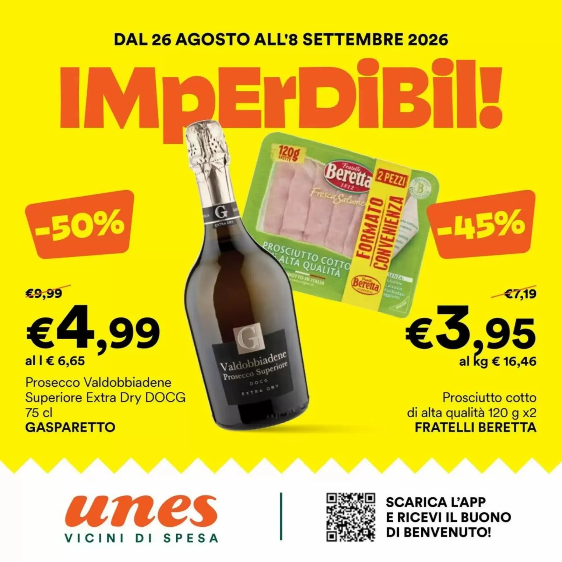 Pagina 1 - Anteprima Volantino Unes: Offerte valide dal 26 Agosto 2026 al 8 Settembre 2026