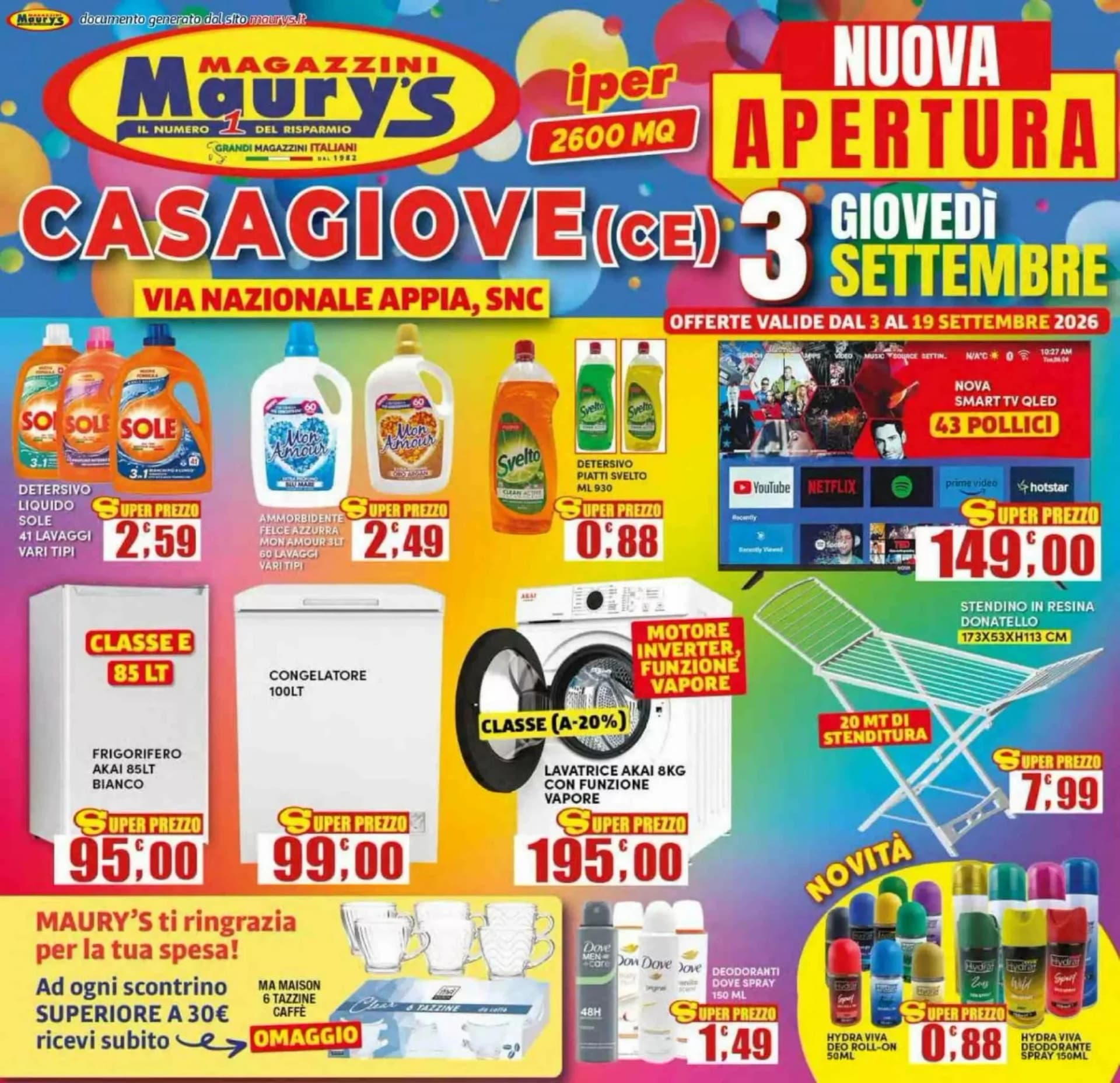 Pagina 1 - Anteprima Volantino Maurys: Offerte valide dal 3 Settembre 2026 al 19 Settembre 2026