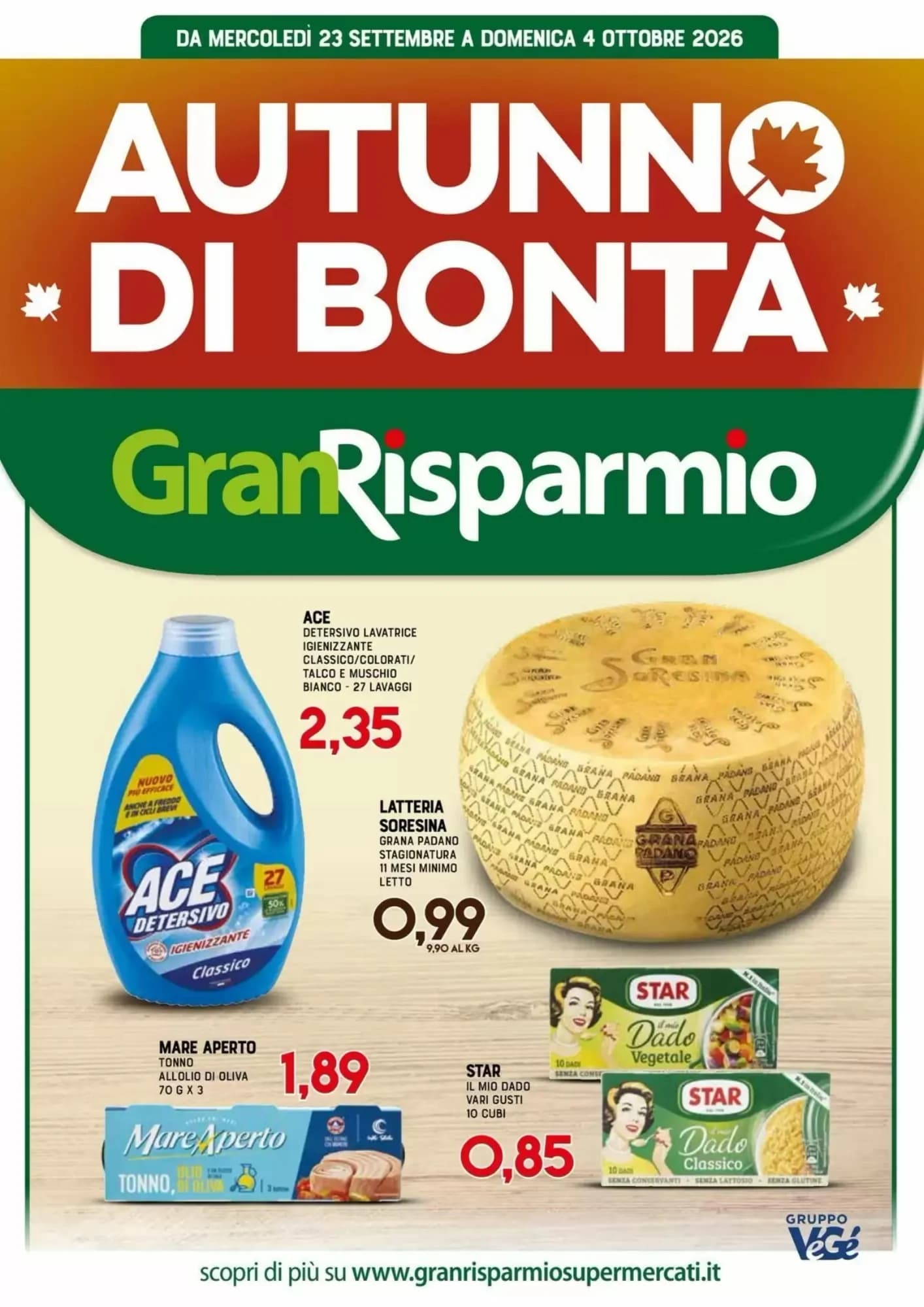 Pagina 1 - Anteprima Volantino Gran Risparmio: Offerte valide dal 23 Settembre 2026 al 4 Ottobre 2026
