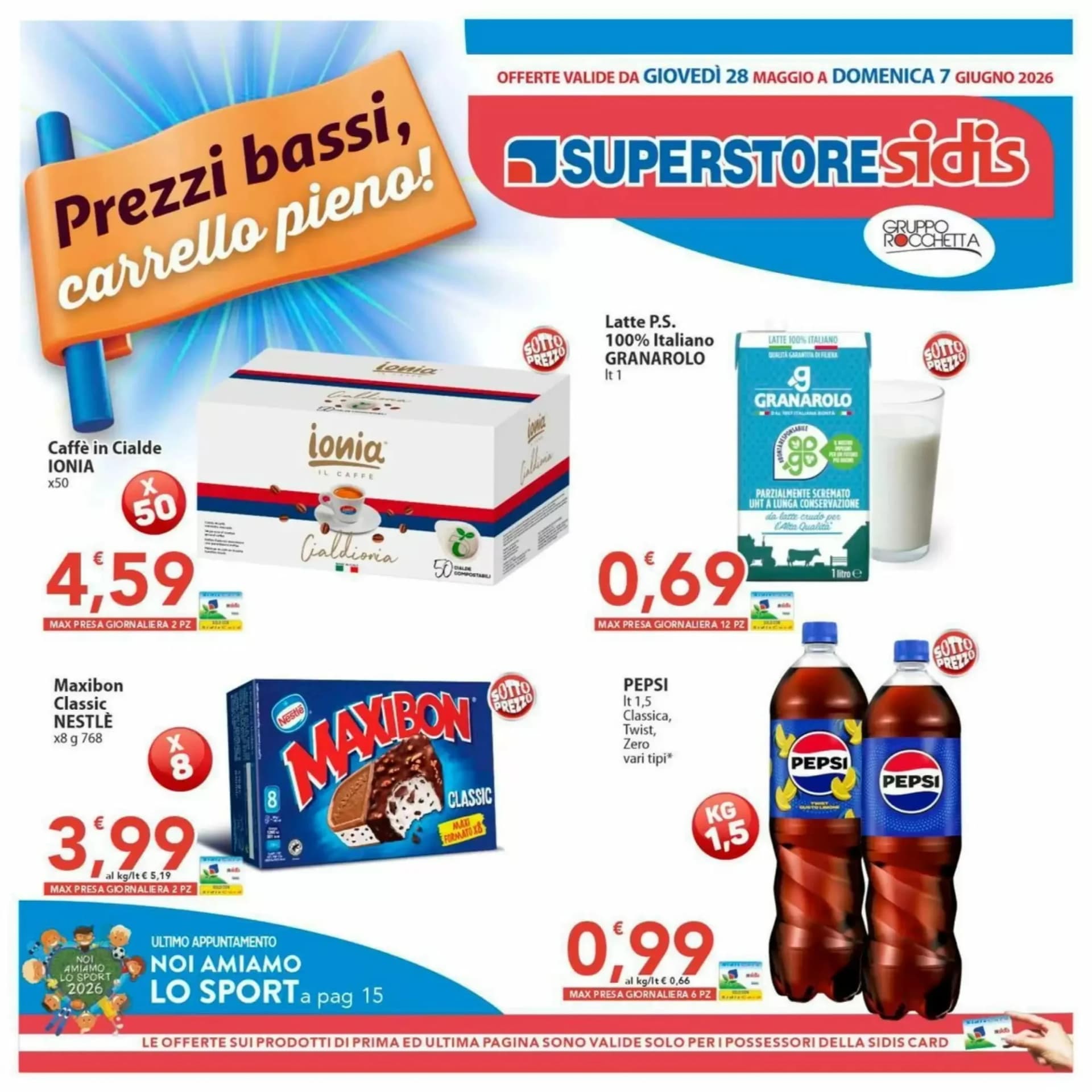 Pagina 1 - Anteprima Volantino Sidis: Offerte valide dal 28 Maggio al 7 Giugno 2026