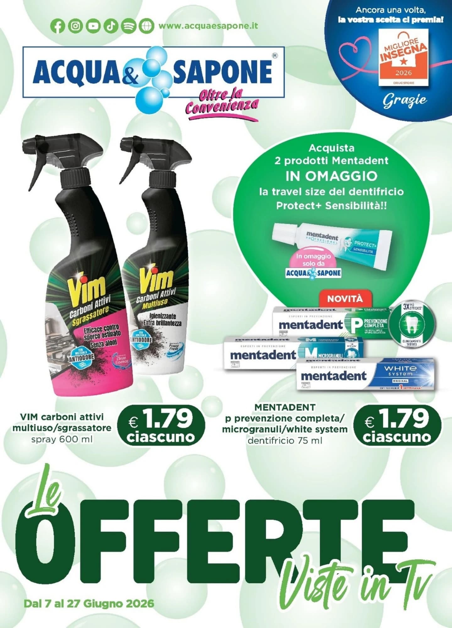 Pagina 1 - Anteprima Volantino Acqua & Sapone: Offerte valide dal 7 al 27 Giugno 2026