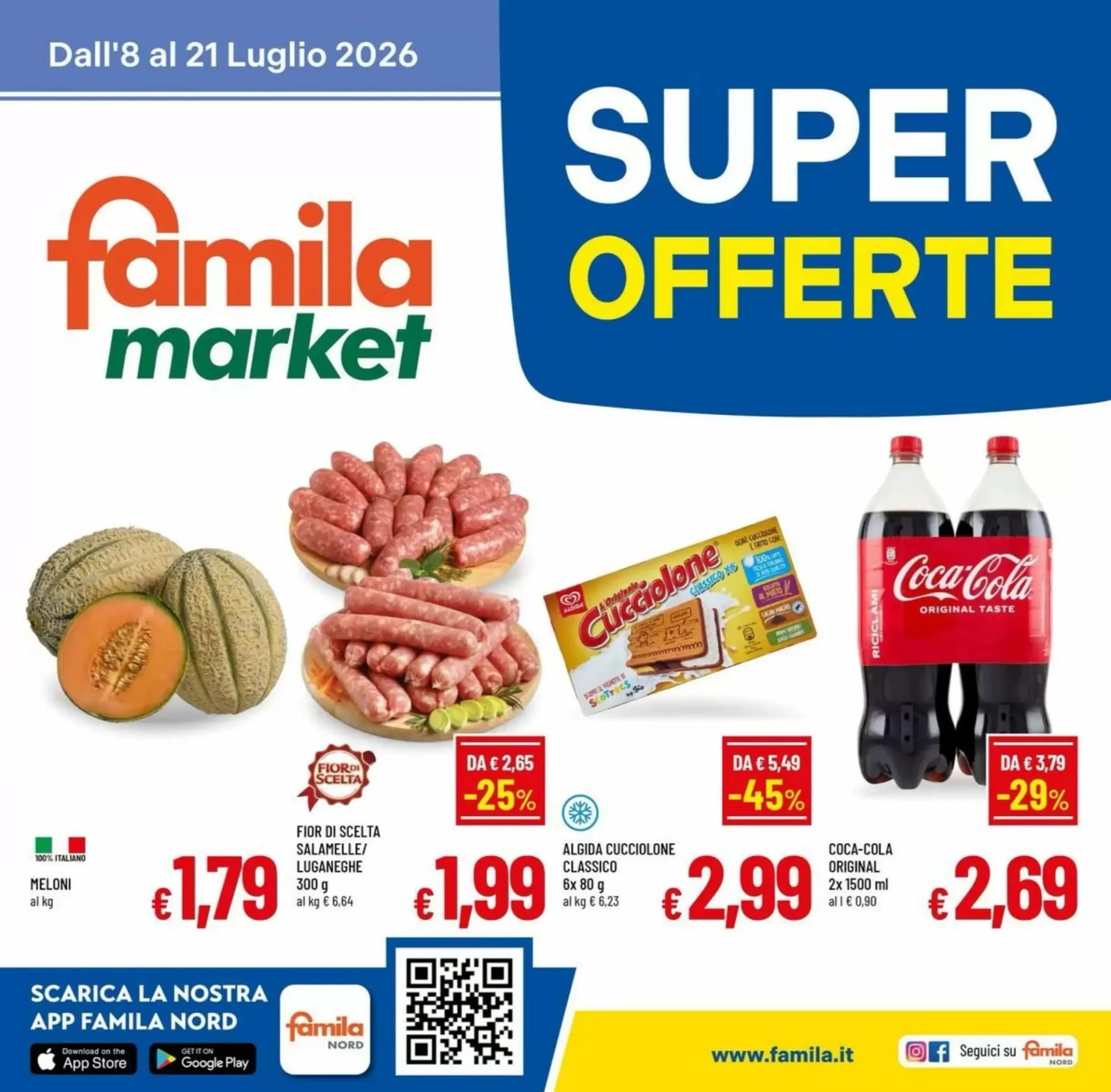 Pagina 1 - Anteprima Volantino Famila Market: Offerte valide dal 8 al 21 Luglio 2026