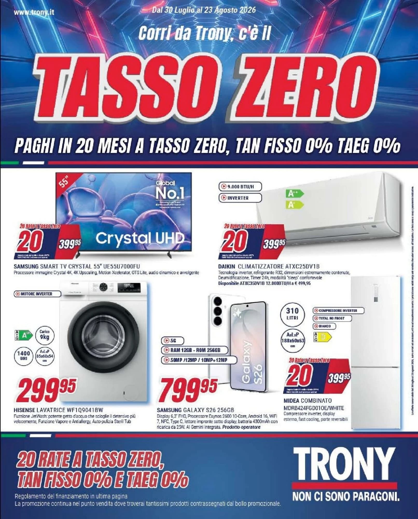 Pagina 1 - Anteprima Volantino Trony: Offerte valide dal 30 Luglio 2026 al 23 Agosto 2026