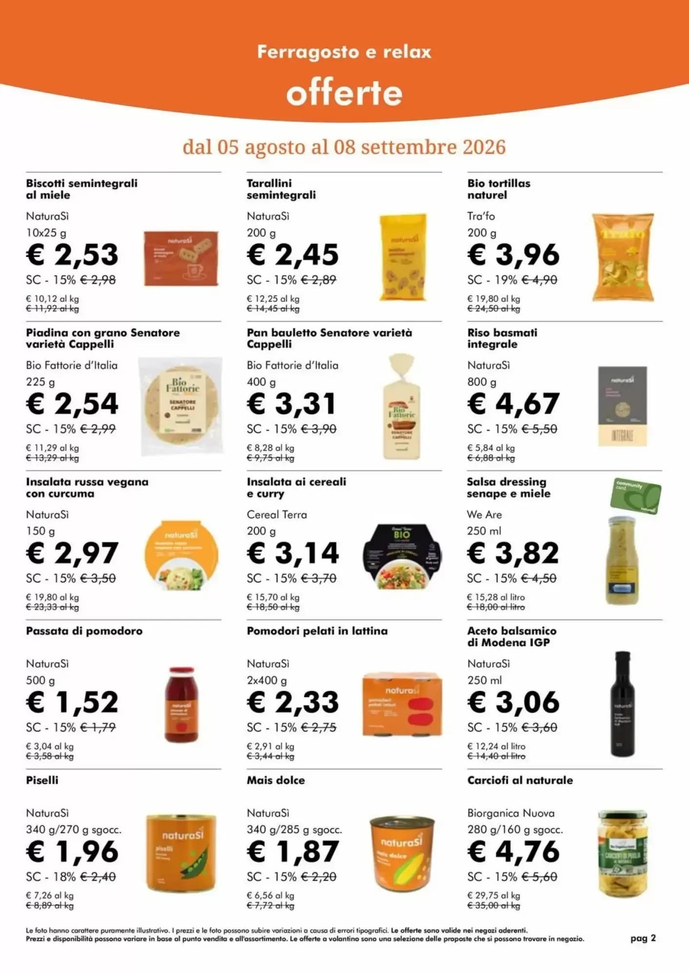 Pagina 2 - Anteprima Volantino Naturasì: Offerte valide dal 1 Agosto 2026 al 31 Agosto 2026